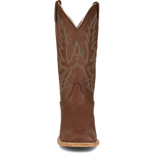 A forward-facing shot of a Justin Boston 13" Deer Men's Western Boot.