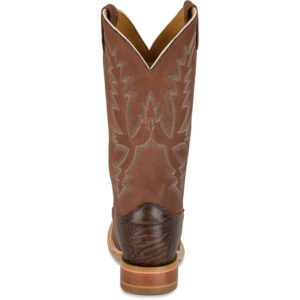 A look at the back and heel of a Justin Boston 13