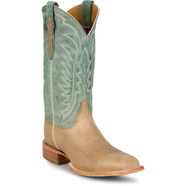 A 3/4 right turned Justin Burchett 13" Goat Men's Western Boot.