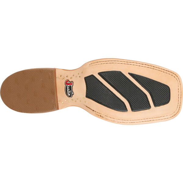 The sole of a Justin Burchett 13" Goat Men's Western Boot.