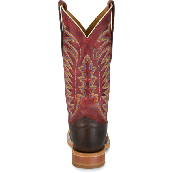A look at the back and heel of a Justin Burchett 13" Goat Men's Western Boot.