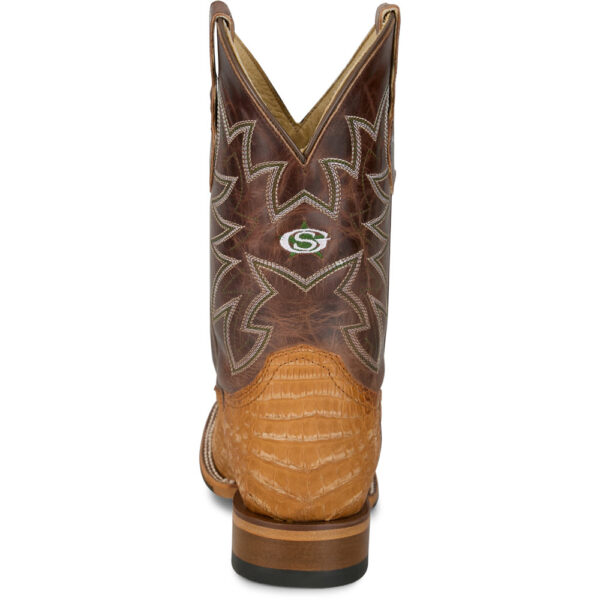 A look at the back and heel of a Justin San Antone 11" Caiman Men's Western Boot.
