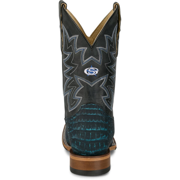 A look at the back and heel of a Justin San Antone 11" Caiman Men's Western Boot.