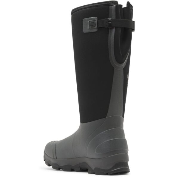 A look at the back and heel of a Lacrosse Men's Alpha Lite II Waterproof Outdoor Rubber Boot.