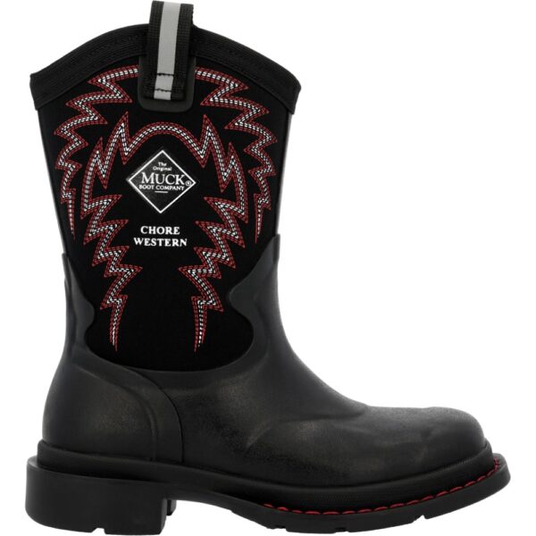 A right profile facing Muck Big Kid's Chore Western Rubber Boot.