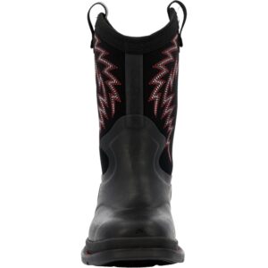 A forward-facing shot of a Muck Little Kid's Chore Western Rubber Boot.