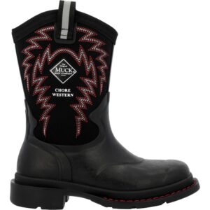 A right profile facing Muck Little Kid's Chore Western Rubber Boot.