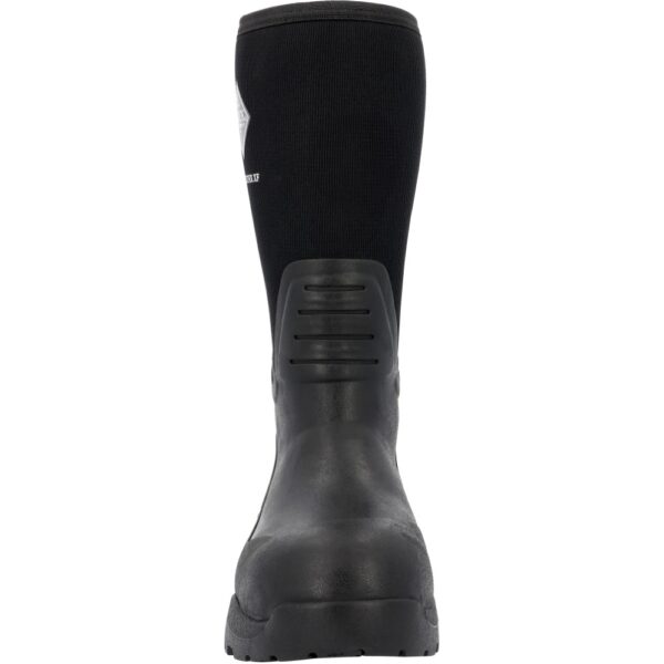 A forward facing look at a Muck Men's Pathfinder XF 16" Rubber Boot.