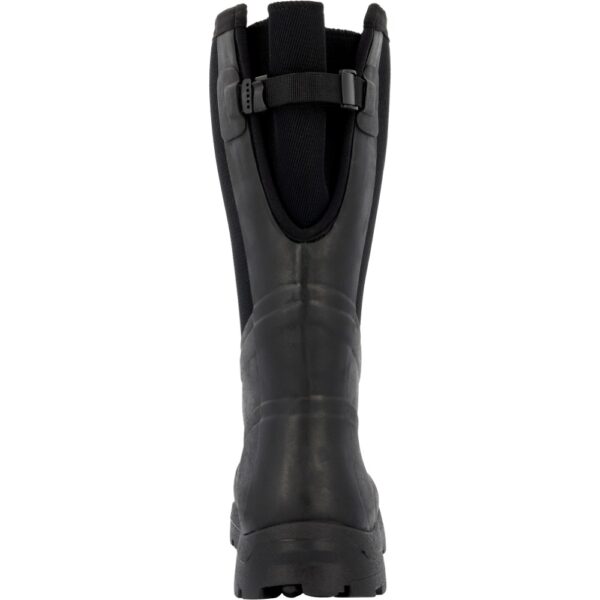 A look at the back and heel of a Muck Men's Pathfinder XF 16" Rubber Boot.