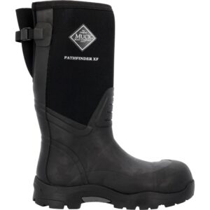 A right profile facing Muck Men's Pathfinder XF 16" Rubber Boot.
