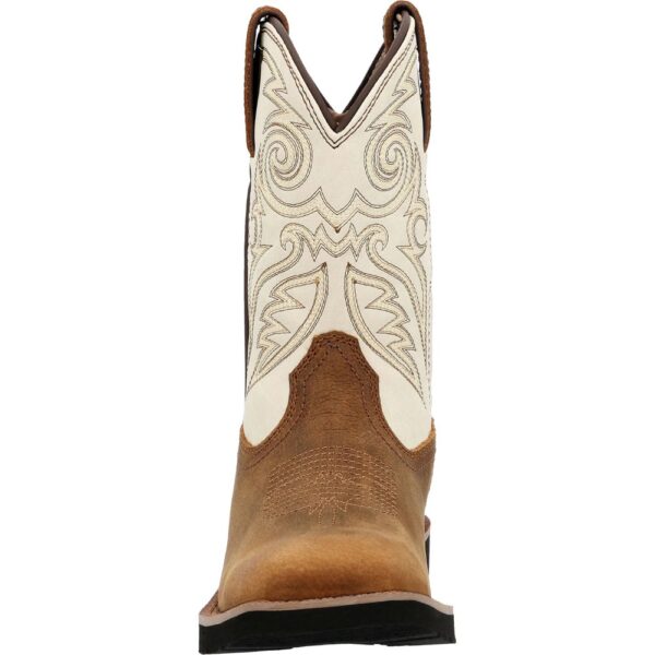 A forward-facing shot of a Rocky Big Kids MonoCrepe Western Boot.