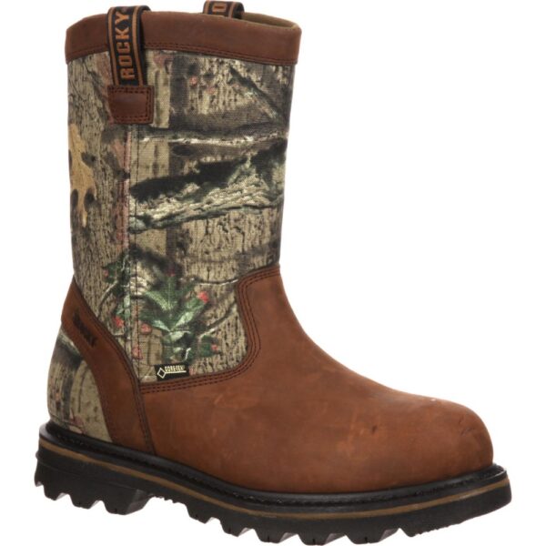 A 3/4 right turned Rocky Cornstalker Waterproof Insulated Pull-On Outdoor Boot.