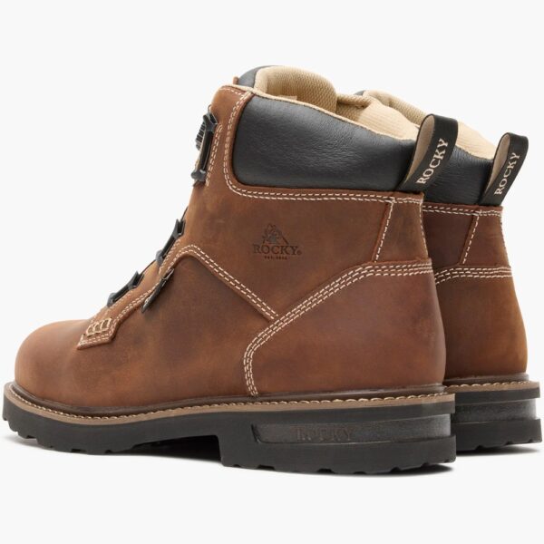 A shot of the heels of a pair of Rocky Grindstone XTR BOA 6" Work Boots.