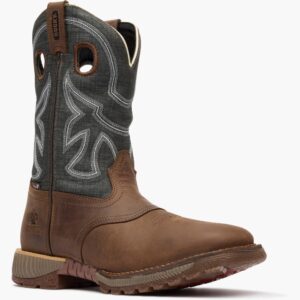 A 3/4 right turned Rocky Hi-Wire Waterproof 11" Western Pull-On Work Boot.
