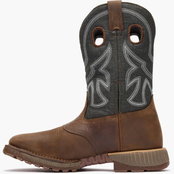 A left profile facing Rocky Hi-Wire Waterproof 11" Western Pull-On Work Boot.