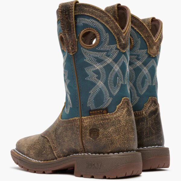 A shot of the heels of a pair of Rocky Little Kids' Legacy 32 Western Boots.