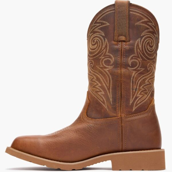 A left profile facing Rocky MonoCrepe Waterproof 12" Western Pull-On Work Boot.