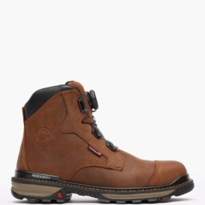 A right profile facing Rocky Rams Horn BOA Waterproof Composite Toe 6" Work Boot.