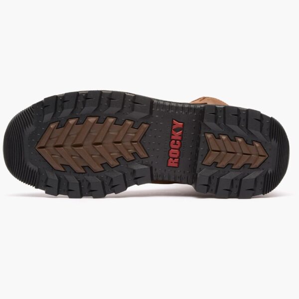 A look at the sole on a pair of Rocky Rams Horn BOA Waterproof Composite Toe 6" Work Boot.