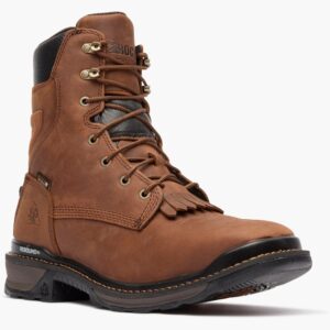 A 3/4 right turned Rocky Rams Horn Composite Toe 9" Western Work Boot.