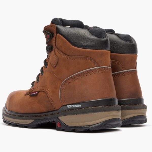 A shot of the heels of a pair of Rocky Rams Horn Waterproof Composite Toe 6" Work Boots.