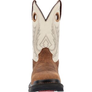 A forward-facing shot of a Rocky Rams Horn Waterproof Composite Toe Pull-On Work Boot.