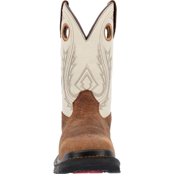 A forward-facing shot of a Rocky Rams Horn Waterproof Composite Toe Pull-On Work Boot.