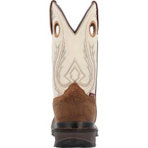 A look at the heel on a Rocky Rams Horn Waterproof Composite Toe Pull-On Work Boot.
