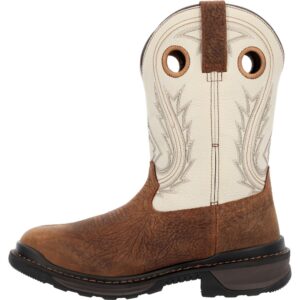 A left profile facing Rocky Rams Horn Waterproof Composite Toe Pull-On Work Boot.