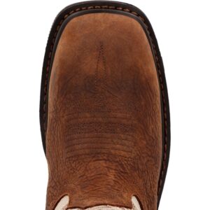 A look at the toe shape on a Rocky Rams Horn Waterproof Composite Toe Pull-On Work Boot.