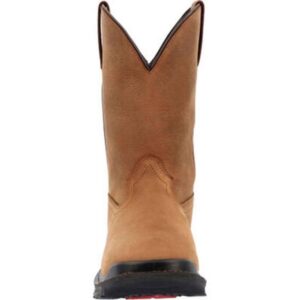 A look at the heel on a Rocky Rams Horn Waterproof Composite Toe Pull-On Work Boot.