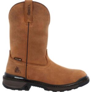 A right profile facing Rocky Rams Horn Waterproof Composite Toe Pull-On Work Boot.