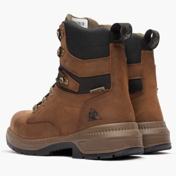 A shot of the heels of a pair of Rocky Worksmart Composite Toe 8" Work Boots.