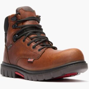 A 3/4 right turned Rocky Worksmart Waterproof Composite Toe 6" Work Boot.
