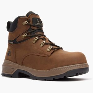 A 3/4 right turned Rocky Worksmart Waterproof Composite Toe 6" Work Boot.
