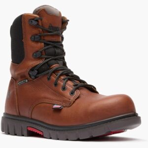 A 3/4 right turned Rocky Worksmart Waterproof Composite Toe 8" Work Boot.