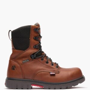 A right profile facing Rocky Worksmart Waterproof Composite Toe 8" Work Boot.