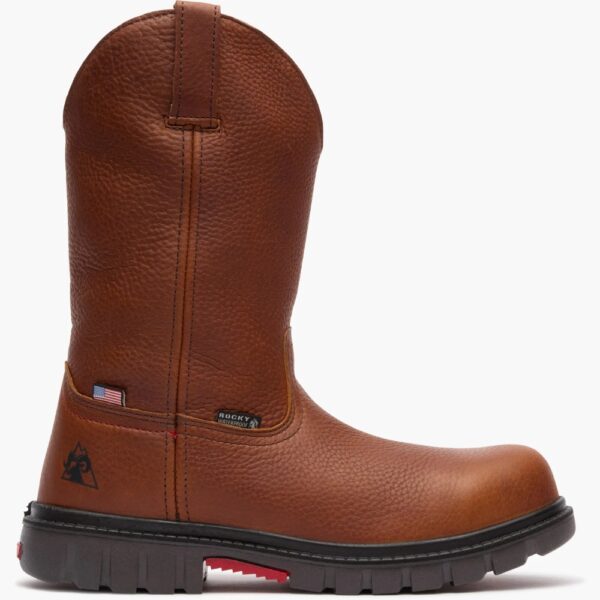 A right profile facing Rocky Worksmart Waterproof Composite Toe Pull-On Work Boot.