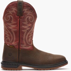 A right profile facing Rocky Worksmart Waterproof Composite Toe Western 11" Pull-On Work Boot.