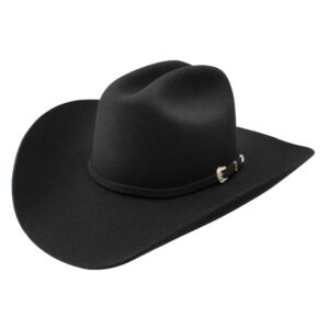 A 3/4 turned Stetson Oakridge 3X Black Cowboy Hat.