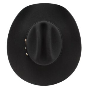 A look at the crown of a Stetson Oakridge 3X Black Cowboy Hat.