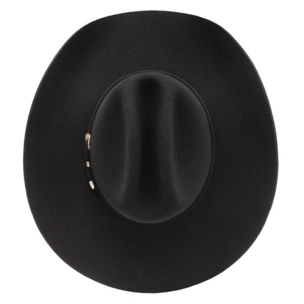A look at the crown of a Stetson Oakridge 3X Black Cowboy Hat.