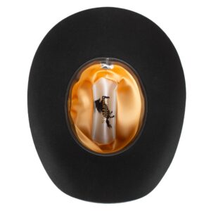 A shot of the underbrim on a Stetson Oakridge 3X Black Cowboy Hat.
