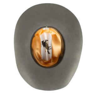 A shot of the underbrim on a Stetson Oakridge 3X Granite Cowboy Hat.