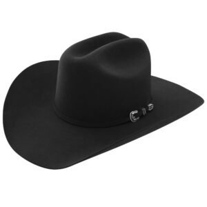 A 3/4 turned Stetson Skyline 6X Black Cowboy Hat.