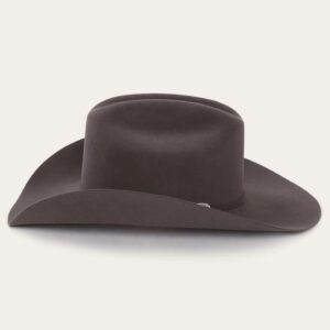 A profile look at the Stetson Skyline 6X Granite Cowboy Hat.