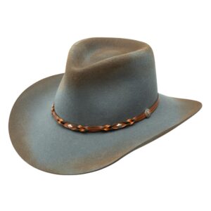 A 3/4 turned Stetson Weston Denim Felt Western Cowboy Hat.