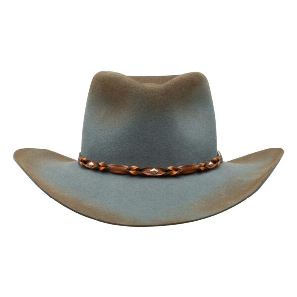A front-facing look at the Stetson Weston Denim Felt Western Cowboy Hat.