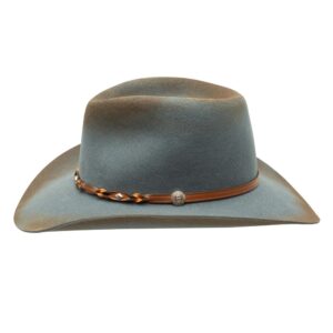 A profile look at the Stetson Weston Denim Felt Western Cowboy Hat.