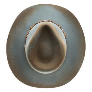 A look at the crown of a Stetson Weston Denim Felt Western Cowboy Hat.